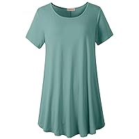LARACE Plus Size Tops for Women Short Sleeve Shirts Casual Summer Clothes Round Neck Tunics for Leggings