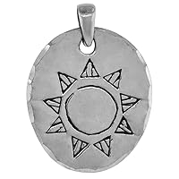 1 1/8 inch Sterling Silver Native American style Sun Symbol Necklace Diamond-Cut Oxidized finish available with or without chain