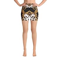 Yoga Shorts for Women Girls High Waisted Pants Leopard Animal Gold Black