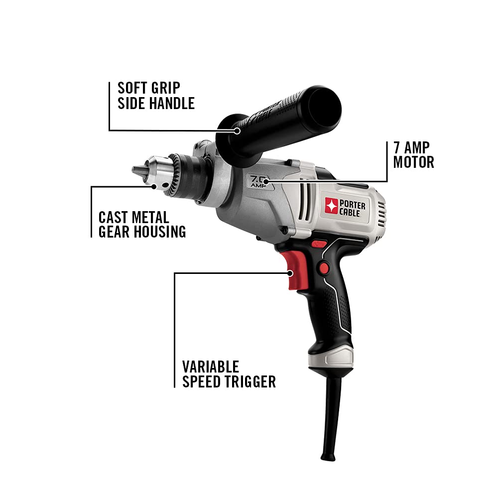 PORTER-CABLE Corded Drill, Variable Speed, 7-Amp, 1/2-Inch (PC700D)