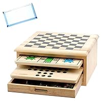 Games | 10-in-1 Wooden Game Set | Bonus: Multi-Purpose #10 Size Pouch (Color May Vary)