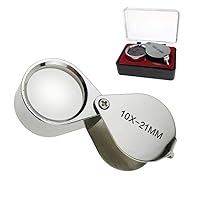Loupes 10x Glass Jeweler Loupe Loop Eye Magnifier Magnifying Magnifier Metal Body Silver (10x21mm)