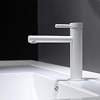 Modern Minimalist Bathroom Vanity Full Copper Cylinder Faucet Hot and Cold Water Conditioning Creative Fashion Home Hotel Single Hole Faucet Kitchen Faucet (Color : White)