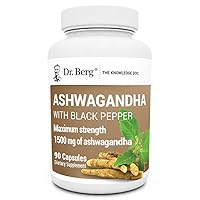 Dr. Berg Organic Ashwagandha Capsules - Mood & Stress Support Ashwagandha with Black Pepper Extract - Ashwagandha Supplements Boost Immunity, Energy, Joint & Thyroid Health - 1500mg 90 Capsules