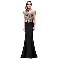 Babyonline® Women's Lace Applique Long Formal Mermaid Evening Prom Dresses