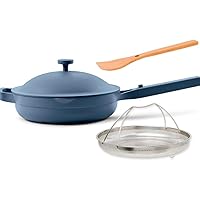 10.5-Inch Ceramic Nonstick Skillet Pan, Toxin-Free with Stainless Steel Handle, Oven Safe - Blue Salt