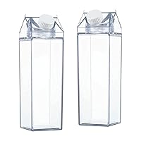 Clear Milk Carton Water Bottle 500ML Reusable Transparent Juice Bottle for Outdoor Sport 2PCS Sports Water Bottles