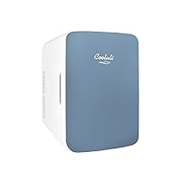 Cooluli 10L Mini Fridge for Bedroom - Car, Office Desk & College Dorm Room - 12v Portable Cooler & Warmer for Food, Drinks, Skincare, Beauty & Makeup - AC/DC Small Refrigerator with Glass Front, Blue