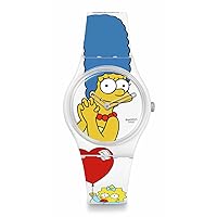 Swatch Unisex Casual Simpsons Mother's Day White Bio-sourced Quartz Watch Best. MOM. Ever