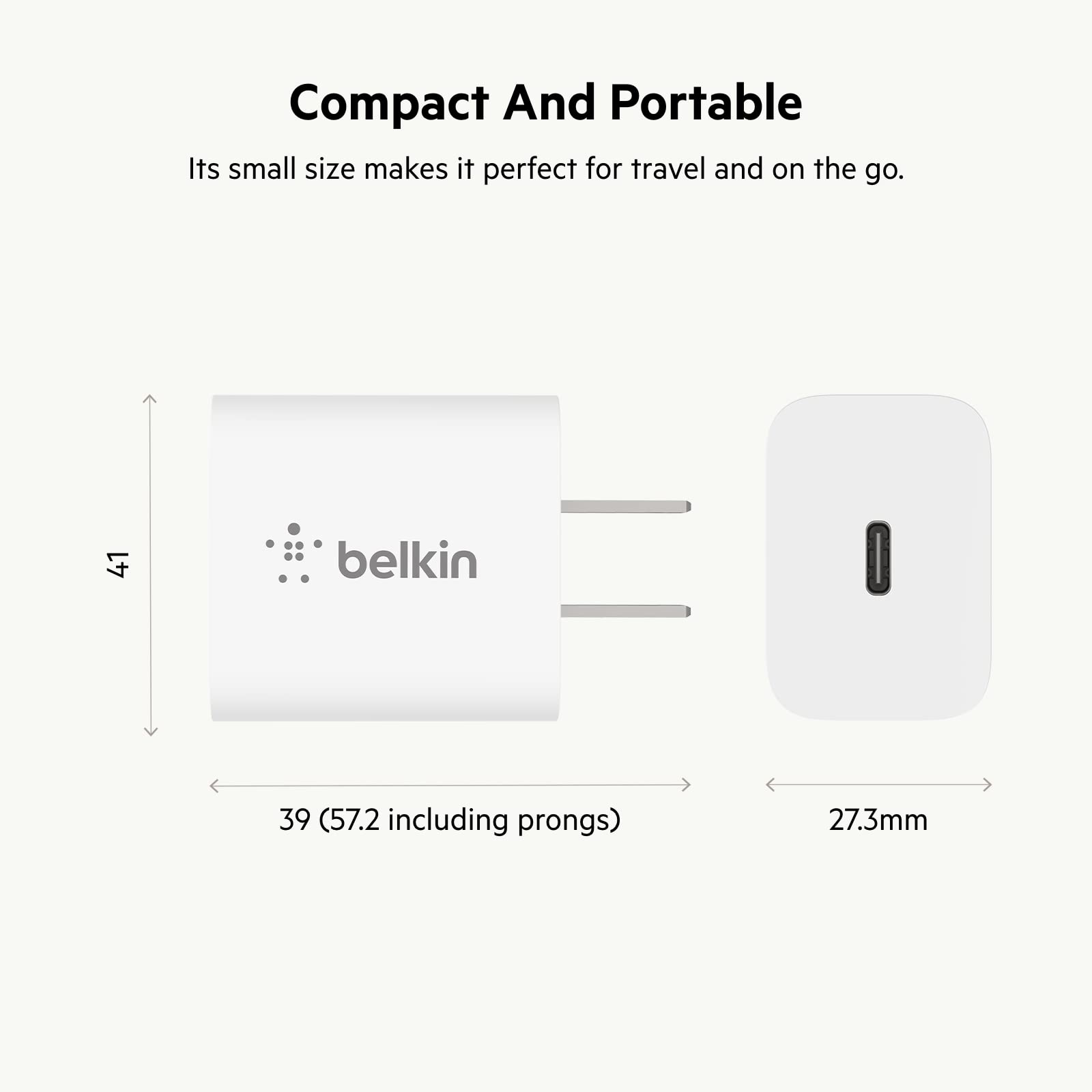 Belkin 20 Watt USB C Wall Charger - USB Type C Charger Fast Charging for Apple iPhone 14, 14 Pro, 14 Pro Max, 13, 13 Pro, 13 Pro Max, Galaxy S21 Ultra, iPad, AirPods & More - USBC Charger (1-Pack)