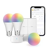 Smart Home Starter Kit - Includes 3 Bulbs, 1 Scene Switch and 1 Hub, Uses FastCon Tech, Works with Alexa and Google Home