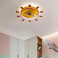 Kids Bedroom Ceilifans, with Lights, Modern Led Fanp with Remote Control 3 Gears Adjustable Fan Lights for Indoor Lounge Liviroom Diniroom/Red