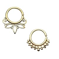 Jewelry Set of 2 Golden African Lotus Lovely Royal Tribal Brass Bendable Twist Hoop Rings 16g 9mm