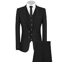 Men's Slim Fit 3 Piece Suit Set Two Button Formal Wedding Tuxedos Suits Single Breasted Party Blazer Vest Pants
