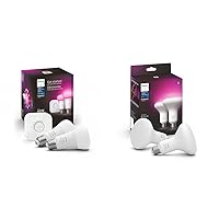 White and Color Ambiance Smart Light Starter Kit, Includes (2) 60W A19 Smart Bulbs with Hue Bridge & White & Color Ambiance BR30 LED Smart Bulbs, 16 Million Colors (Hue Hub Required) 2