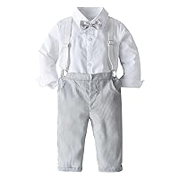 IMEKIS Baby Boys Christmas Outfit Bowtie Shirt Romper Suspenders Shorts Pants Wedding Birthday Party Tuxedo Gentleman Suit