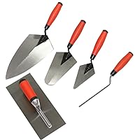 Wedge: 5 Piece Professional Masonry Trowel Set | Tempered Steel Blades | Contains 13
