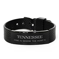 Proud Tennessee State Gifts, Tennessee home is where the heart is, Lovely Birthday Tennessee State Black Shark Mesh Bracelet For Men Women