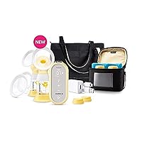 Medela Freestyle Flex Breast Pump with Bonus 100 Breast Milk Storage Bags, Closed System Quiet Handheld Portable Double Electric Breastpump, Mobile Connected Smart Pump with Touch Screen LED Display