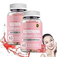 Glutathione Collagen Glow Gummies, Glutathione Collagen Glow, Glutathione Collagen Gummies,Collagen Peptides Gummies for Women Skin Care (2Bottle)