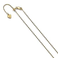 925 Sterling Silver Polished Lobster Claw Closure 1.4 mm Gold Plated Adjustable Cable Chain Necklace Jewelry for Women - Length Options: 22 30