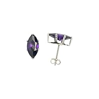 Sterling Silver Marquise CZ Stud Earrings Assorted Colors 10X5 mm 2 carat size/pair