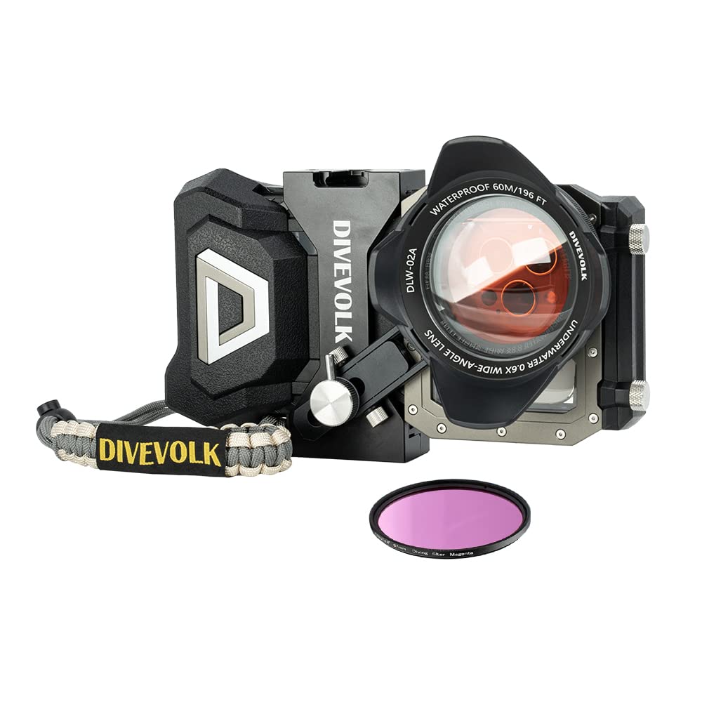 DIVEVOLK SeaTouch 4 MAX kit with 0.6X Wide Angle Lens for iPhone 12/12 Pro/12 Pro max/13/13 Pro/13 pro max/14/14 PLUS/14 PRO/14 PRO MAX/15/15PRO/15 PRO MAX