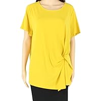Womens Twisted Pullover Blouse, Yellow, 1X