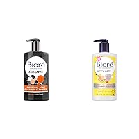 Bioré Charcoal Acne Cleanser, Salicylic Acid Treatment & Bioré Witch Hazel Pore Clarifying Acne Face Wash, Exfoliating Facial Cleanser, 2% Salicylic Acid Acne Treatment for Acne Prone, Oily Skin