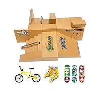 Skate Park Kit Fingerboard Ramp-1 Finger Bike-3 Finger Skateboards-1 pair of skates and Skate Park Multiple Skate Park Model for Finger Skateboard Park Kit Part Training Props and Finger Toys for Kids