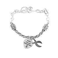 Fundraising For A Cause Brain Cancer Gray Ribbon Partial Rope Bracelet (1 Bracelet)