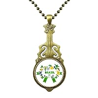 Soccer Football Brazil Cultural Necklace Antique Guitar Jewelry Music Pendant