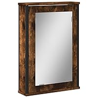 vidaXL Bathroom Mirror Cabinet in Smoked Oak - Engineered Wood Wall-Mounted Storage with Non-Distorted Glass Mirror, 16.5