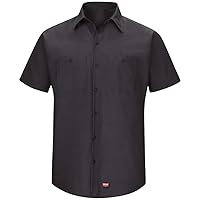 Red Kap Big and Tall Men's Short Sleeve Work Shirt with Mimix, Black, 3X-Large