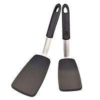 Set 2 Flexible Silicone Spatula Heat Resistant up to 600oF Turner Steel Strong Blade Edges for Cooking