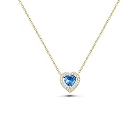 14K Real Gold Heart Necklace, Minimalist Gold Sapphire Necklace, Dainty initial Sapphire Heart Necklace, Birthday Gift