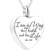 Cremation Jewelry for Ashes Bible Prayer Stainless Steel Heart Pendant Memorial Ashes Keepsake Urn Necklace