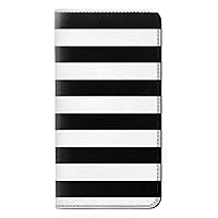 RW1596 Black and White Striped PU Leather Flip Case Cover for iPhone 15