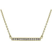 Amazon Essentials Sterling Silver Necklace for Women Horizontal Bar with Clear Crystals, Silver, Gold or Rose Gold (previously Amazon Collection)