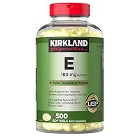 Kirkland Vitamin E 180mg (400 IU) Per Serving, 1-Pack of 500 Softgels