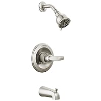 Delta Faucet Foundations Brushed Nickel Shower Faucet Set with 2-Spray Brushed Nickel Shower Head, Tub and Shower Trim Kit, Shower Faucet Sets Complete, Stainless BT13410-SS (Valve Not Included)
