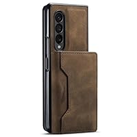 ZIFENGXUAN- Magnetic Flip Leather Phone Case for Samsung Galaxy Z Fold 5 Z Fold 4 Fold3 Wallet Card Cover for Galaxy Z fold 4 (for Samsung Z Fold 5,Coffee)