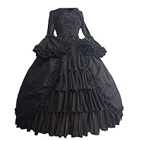 Women Medieval Renaissance Dress Halloween Vintage Gothic Court Patchwork Bow Dresses Retro Victorian Costumes