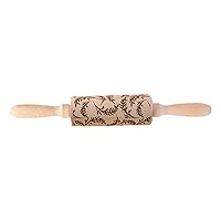 Spring Pattern Rolling Pin Flower Leaf Engraved Solid Wood Embossed Cookie Rolling Pin Pastry Dough Flour Roller Embossing Rolling Pin For Baking Cookie Fondant Dough Roller Pastry For Baking Engraved