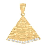 10k Yellow Gold Unisex CZ Cubic Zirconia Simulated Diamond Pyramid Egyptian Charm Pendant Necklace Measures 25.8x21.9mm Wide Jewelry for Women