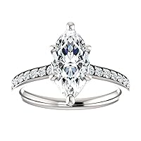 Siyaa Gems 3 CT Marquise Moissanite Engagement Ring Wedding Eternity Band Vintage Solitaire Halo Silver Jewelry Anniversary Promise Ring