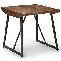 Walden Chestnut Side Parquet Mango Wood, Black Iron Base, Rustic Heirloom Design, Hand-Stained Finish End Table, Brown