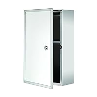 Croydex WC846005AZ Trent Lockable Bathroom Storage Stainless Steel with Mirrored Door, Fixed Shelf, Secure Lock System Fully Assembled Medicine Cabinet Organizer, 9.8'' W x 15.7