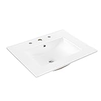JONATHAN Y SNK1001A Ancillary 3-Hole 24 in. W x 18.25 in. D Classic Contemporary Rectangular Ceramic Single Sink Basin Vanity Top, White