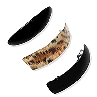 Topkids Accessories Hair Barrette Clips Slides Women Girls Styling Grips Large Thick Fine Sectioning Wedding Bridal Hairdressing Products (3pc Leopard + Black Rectangles + Black Oval 9cm 3.5